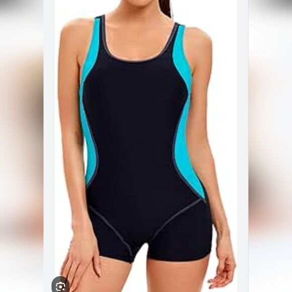 Charmo Swimsuit One Piece Colorblock Racerback Athletic Swim Romper SZ XL - Picture 1 of 11